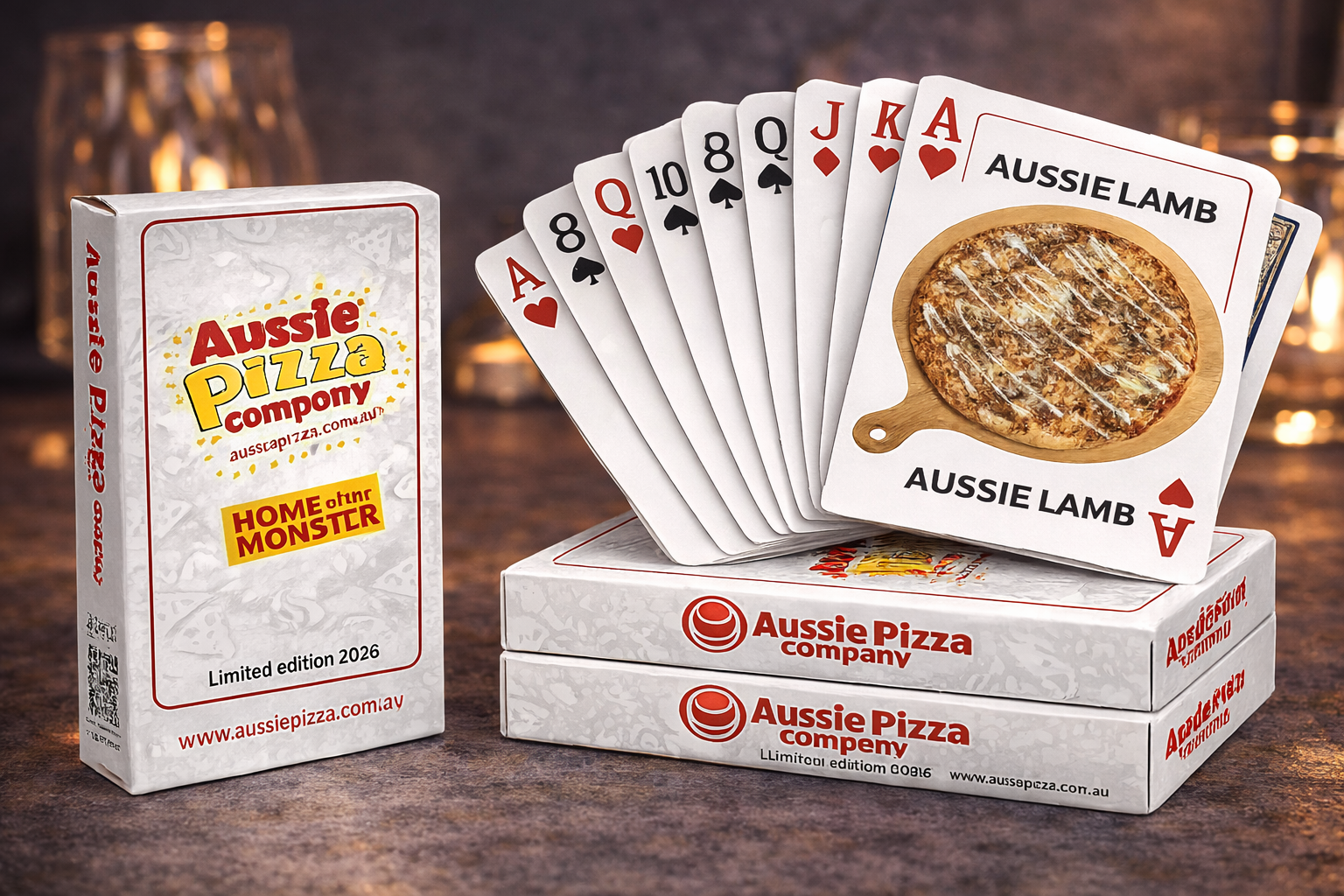 Stacked premium playing cards on a wooden table